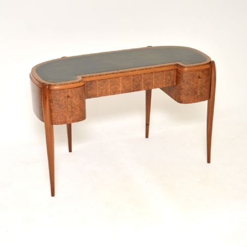 Art Deco Amboyna and Inlaid Satin Wood Leather Top Desk
