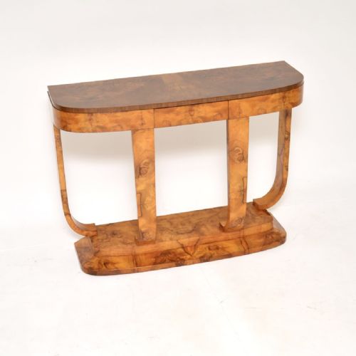 Art Deco Burr Walnut Console Table by Hille
