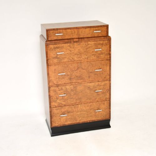 Art Deco Burr Elm and Walnut Chest of Drawers
