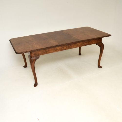 fig 2. Antique Queen Anne Style Burr Walnut Dining Table and Chairs