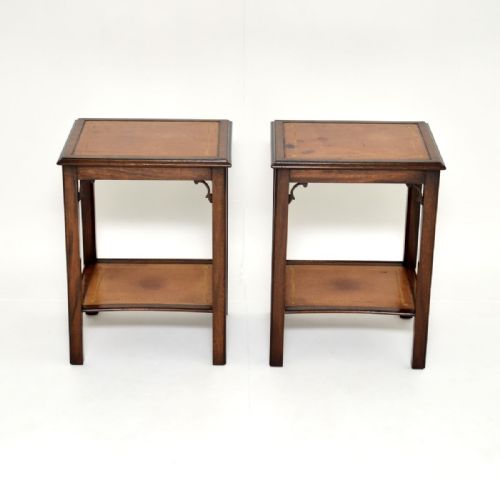 fig 1. Pair of Antique Mahogany and Leather Side Tables
