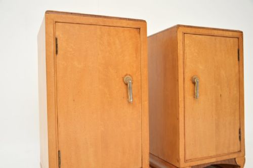 fig 1. Pair of Art Deco Bedside Cabinets in Birds Eye Maple and Walnut
