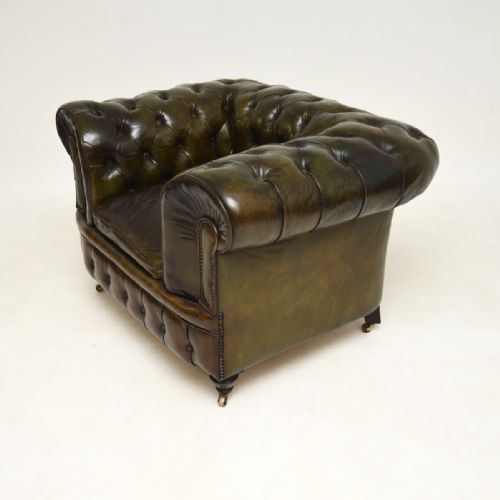 ANTIQUE VICTORIAN LEATHER CHESTERFIELD ARMCHAIR - ADDITIONAL PHOTO 2