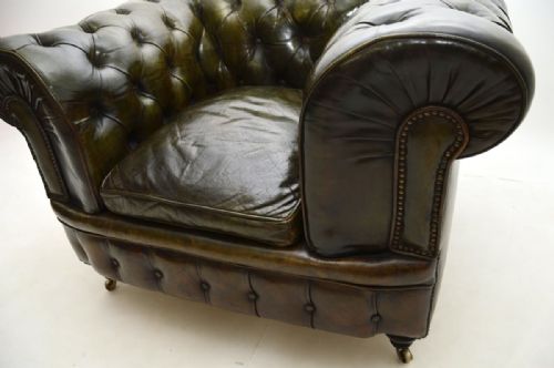 ANTIQUE VICTORIAN LEATHER CHESTERFIELD ARMCHAIR - ADDITIONAL PHOTO 11