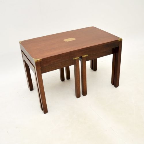 fig 1. Set of 3 Antique Mahogany Military Campaign Nesting Tables