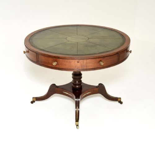 fig 1. Antique Regency Period Mahogany Leather Top Drum Table