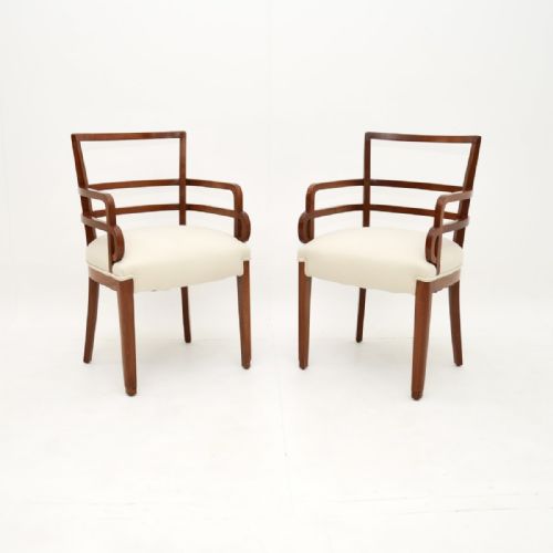 Pair of Art Deco Mahogany Open Armchairs / Side Chairs
