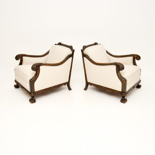 fig 1. Pair of Antique Swedish Armchairs in Satin Birch