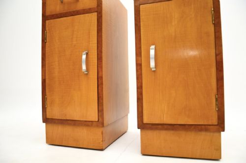 fig 1. Pair of Art Deco Satinwood and Walnut Bedside Cabinets