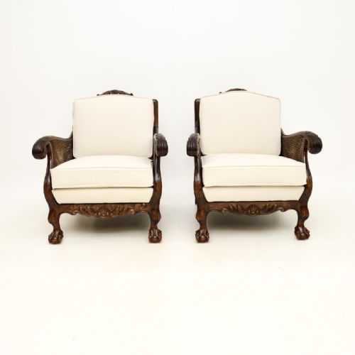 fig 1. Pair of Antique Swedish Satin Birch Bergère Armchairs