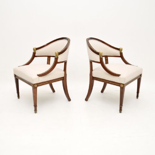 fig 1. Pair of Antique Swedish Neoclassical Mahogany Armchairs
