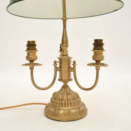 ANTIQUE GILT METAL AND TOLE TABLE LAMP - ADDITIONAL PHOTO 4