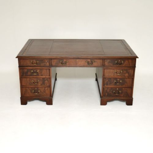 fig 1. Antique Mahogany Leather Top Partners Desk