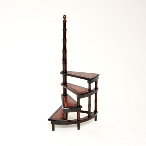 fig 1. Antique Mahogany and Leather Library Steps
