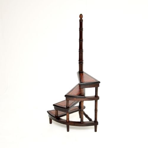 fig 2. Antique Mahogany and Leather Library Steps
