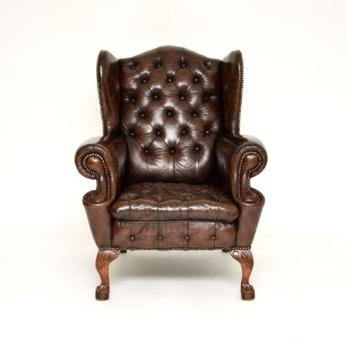 fig 1. Antique Leather Wing Back Armchair