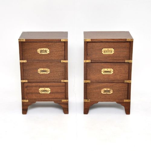 fig 1. Pair of Antique Military Campaign Style Mahogany Bedside Chests