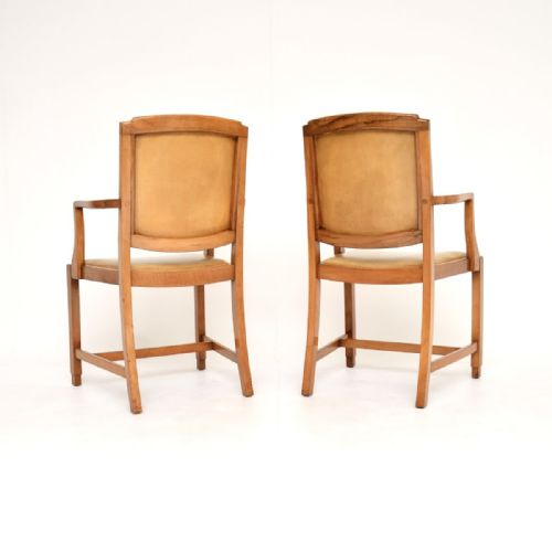 fig 1. Pair of Art Deco Walnut and Leather Carver Armchairs