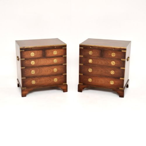 Pair of Antique Mahogany Military Campaign Chest of Drawers
