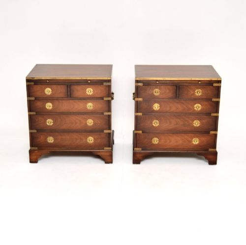 fig 1. Pair of Antique Mahogany Military Campaign Chest of Drawers