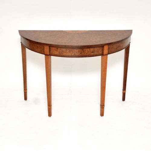 fig 1. Antique Inlaid Burr Walnut Sheraton Style Console Table