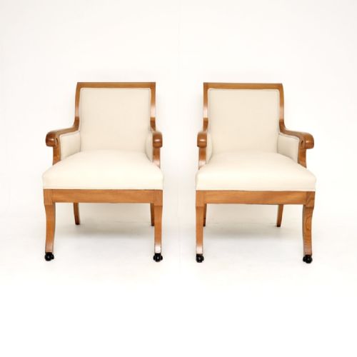 fig 1. Pair of Antique Swedish Neoclassical Solid Elm Armchairs