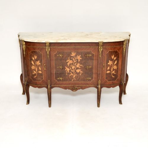 ANTIQUE FRENCH INLAID MARQUETRY MARBLE TOP SIDEBOARD - ADDITIONAL PHOTO 1
