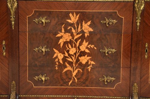 ANTIQUE FRENCH INLAID MARQUETRY MARBLE TOP SIDEBOARD - ADDITIONAL PHOTO 7