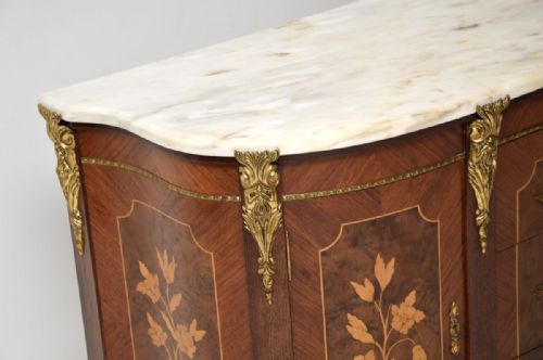 ANTIQUE FRENCH INLAID MARQUETRY MARBLE TOP SIDEBOARD - ADDITIONAL PHOTO 9