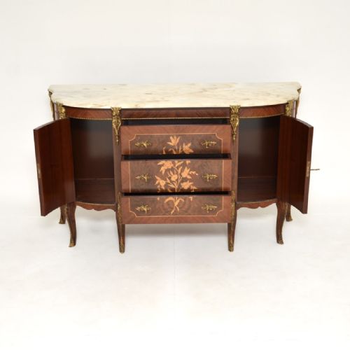 ANTIQUE FRENCH INLAID MARQUETRY MARBLE TOP SIDEBOARD - ADDITIONAL PHOTO 10