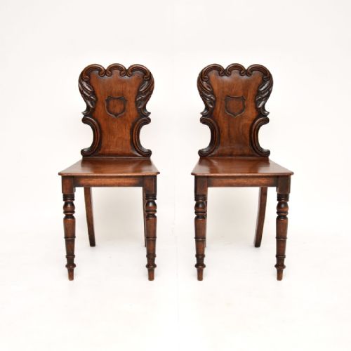 fig 1. Pair of Antique William IV Mahogany Hall Chairs