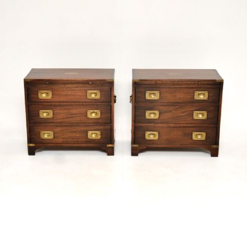 fig 1. Pair of Antique Mahogany Military Campaign Chests of Drawers