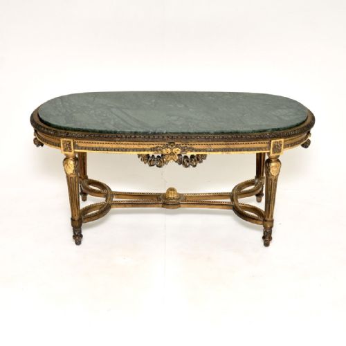 fig 1. Antique French Gilt Wood Marble Top Coffee Table