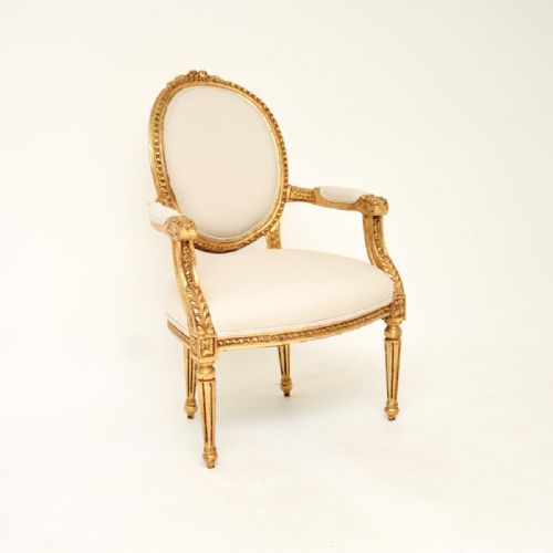 Antique French Gilt Wood Salon Chair
