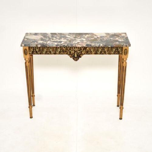 fig 1. Antique French Gilt Wood Marble Top Console Table