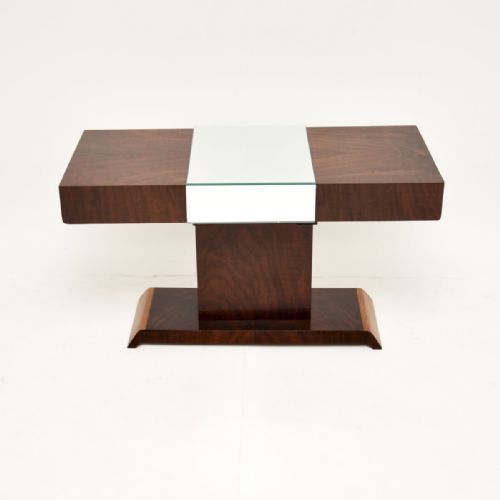 fig 1. Art Deco Figured Walnut Mirrored Coffee Table