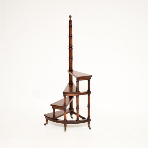 fig 1. Antique Georgian Style Mahogany Library Steps
