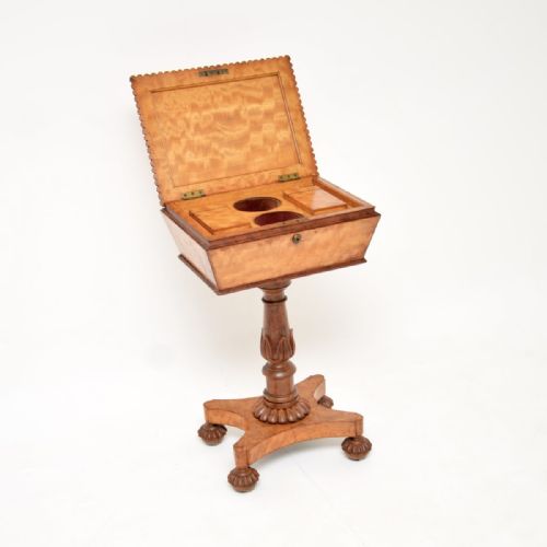 fig 1. Antique William IV Satin Wood Tea Poy / Side Table
