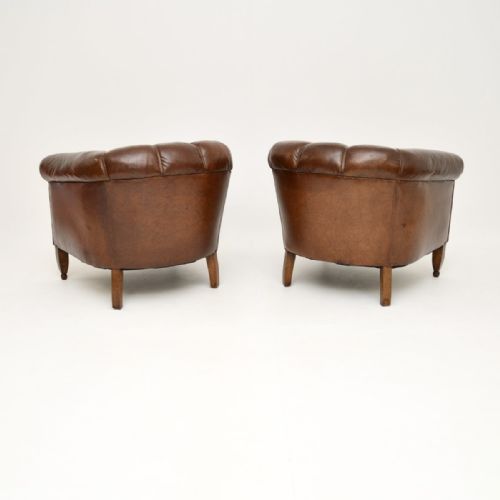 fig 1. Pair of Antique Swedish Leather Club Armchairs