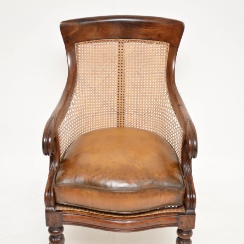 fig 2. Antique William IV Period Mahogany and Leather Caned Armchair