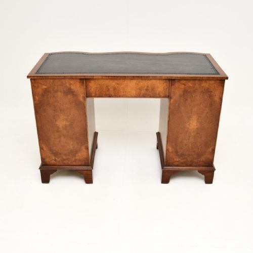 fig 1. Antique Burr Walnut Leather Top Pedestal Desk
