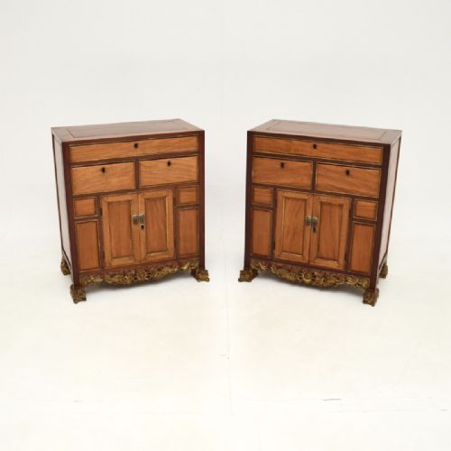 Pair of Antique Chinese Hardwood Bedside / Side Cabinets
