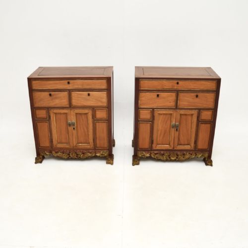 fig 1. Pair of Antique Chinese Hardwood Bedside / Side Cabinets