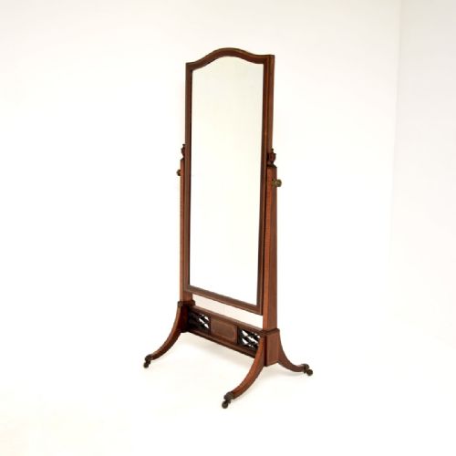 fig 1. Antique Edwardian Inlaid Mahogany Cheval Mirror

