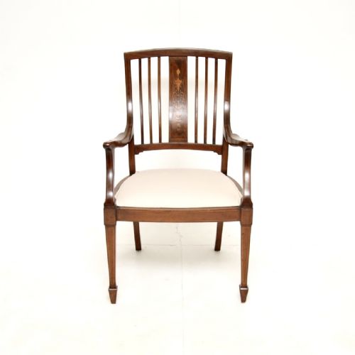 ANTIQUE EDWARDIAN INLAID MAHOGANY ARMCHAIR - ADDITIONAL PHOTO 1