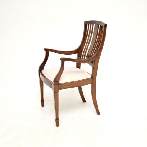 ANTIQUE EDWARDIAN INLAID MAHOGANY ARMCHAIR - ADDITIONAL PHOTO 2