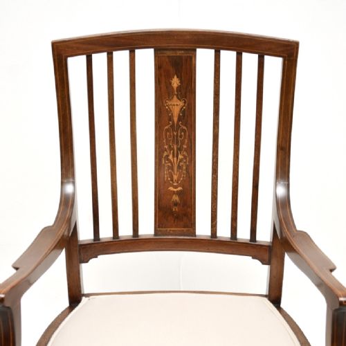 ANTIQUE EDWARDIAN INLAID MAHOGANY ARMCHAIR - ADDITIONAL PHOTO 3