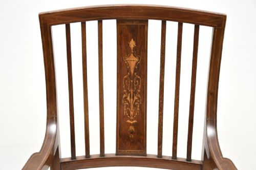 ANTIQUE EDWARDIAN INLAID MAHOGANY ARMCHAIR - ADDITIONAL PHOTO 4