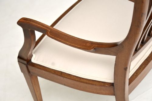 ANTIQUE EDWARDIAN INLAID MAHOGANY ARMCHAIR - ADDITIONAL PHOTO 5