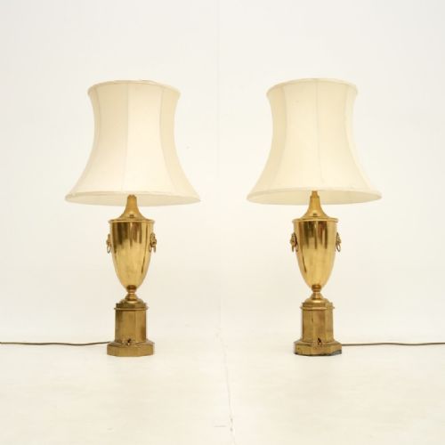 fig 1. Pair of Antique Neoclassical Brass Table Lamps
